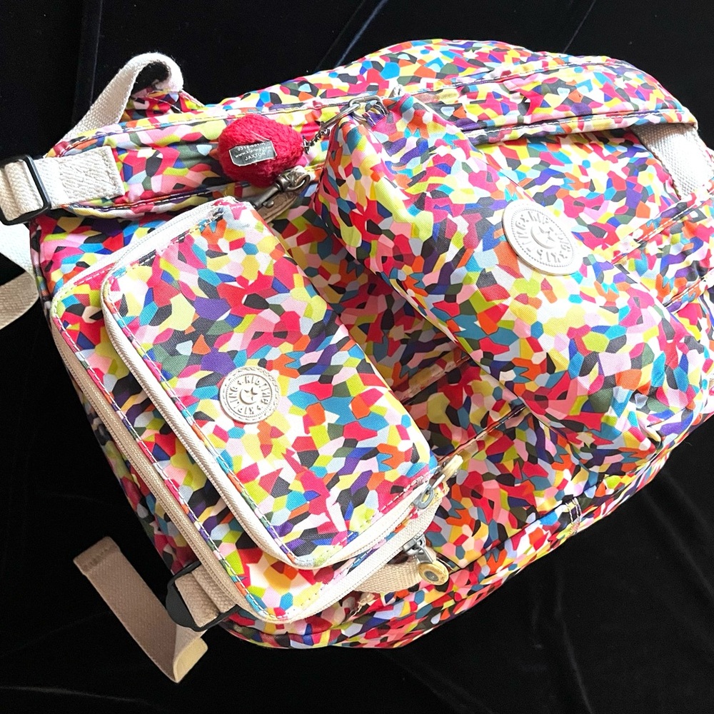 Kipling Seoul Mosaic Print Large Backpack with Wallet & Pouch - Picture 12 of 13